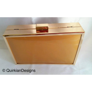 Gold Purse With Gold Hard Body Box Clutch Bag, Party Clutch, Evening Clutch